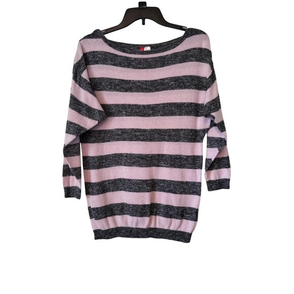 DIVIDED HM SWEATER Size 4 Pink and Grey Striped Long Sleeve #Basic #Cozycore - Picture 1 of 9